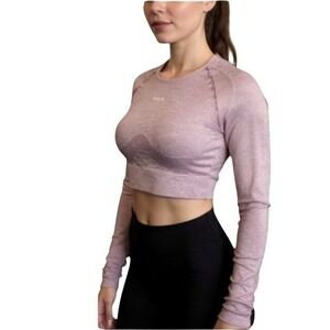 Gymshark Pink Cropped Long Sleeve Workout Top Small Barbie Gym Babe Activewear